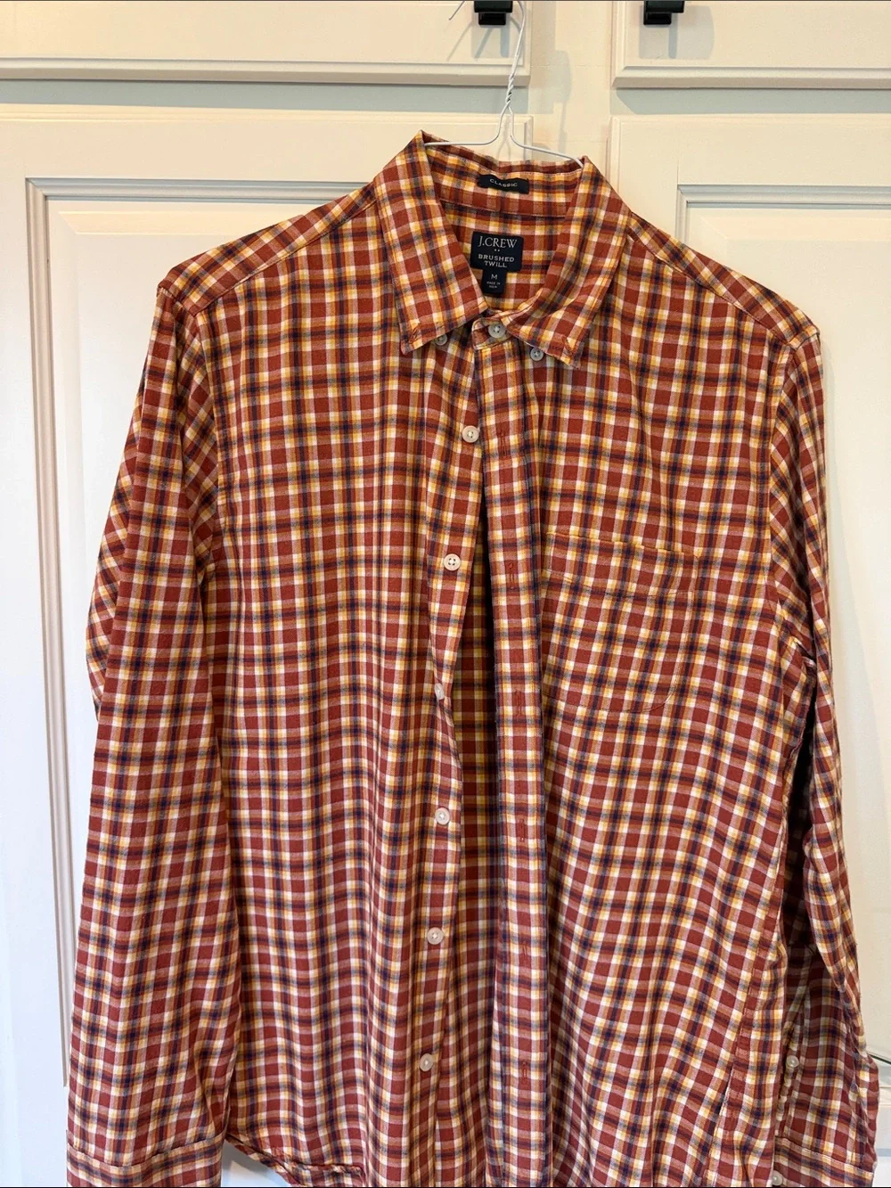 J. Crew Men's Red and Yellow Plaid Button-Down Shirt